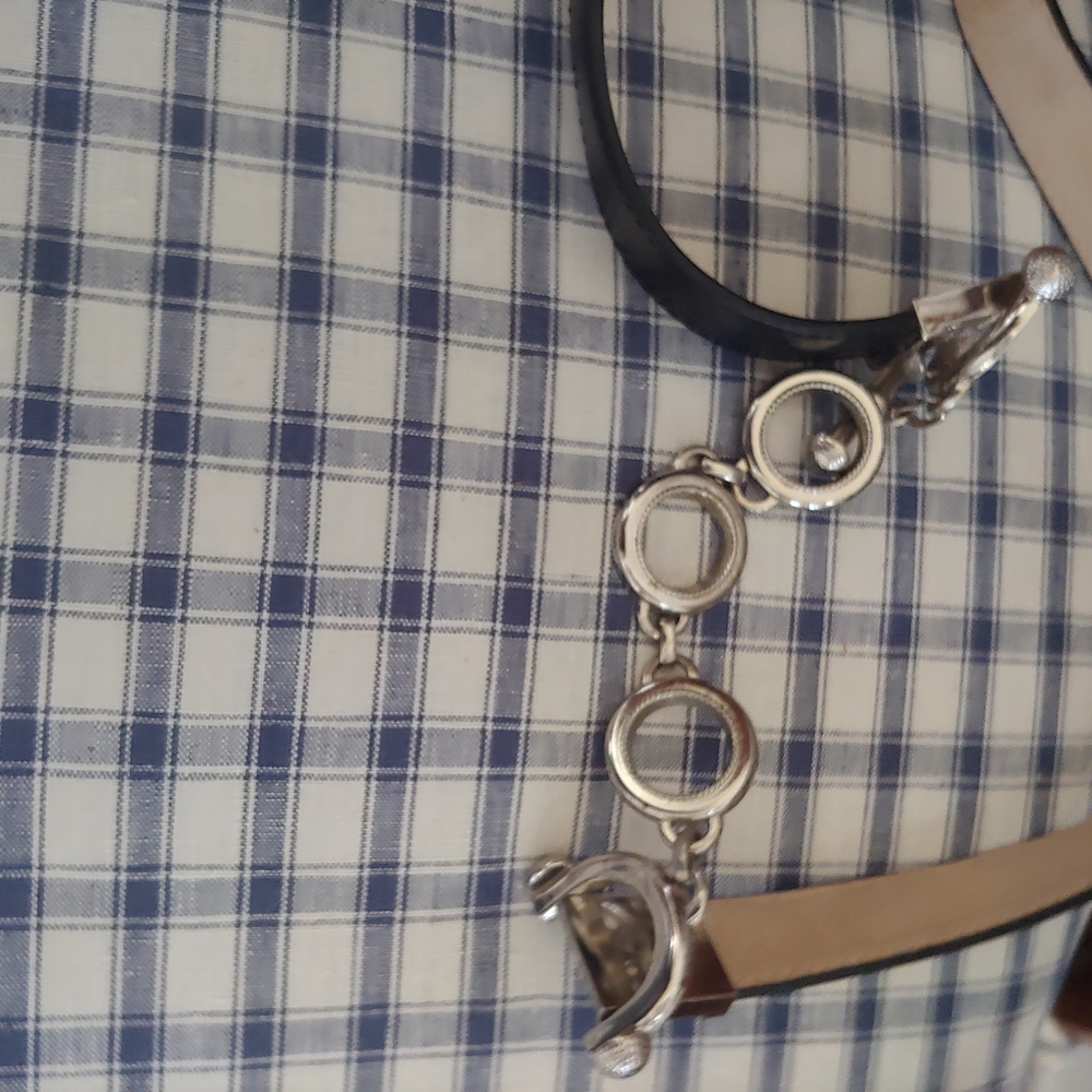 This stylish women's belt features a chic black and Silver design, perfect